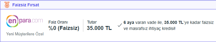 en-para Sıfır Faizli Kredi Veren Bankalar